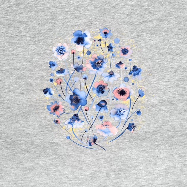 Ink Soft Blue Flowers by ninoladesign